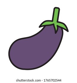 fresh eggplant vegetable healthy food fill style vector illustration design