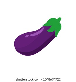 Fresh Eggplant vegetable on white background. Eggplant for farm market. vector illustration in flat style