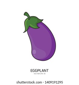 Fresh Eggplant vegetable vector icon.