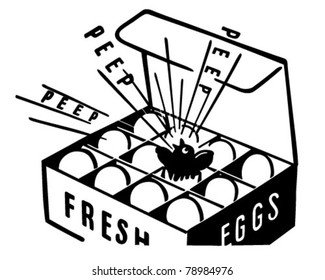 Fresh Eggs - Retro Clipart Illustration