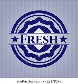 Fresh emblem with jean background