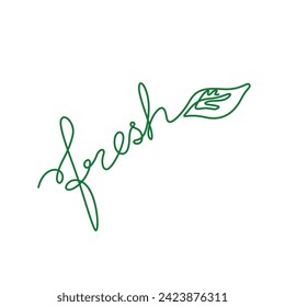 Diseño fresco, emblema o logotipo, dibujo continuo en línea, letra a mano pequeño tatuaje, impresión para ropa, camiseta, una sola línea sobre fondo blanco, ilustración vectorial aislada.