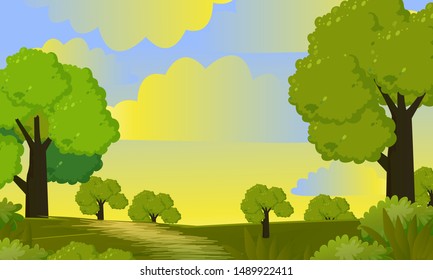 Fresh evening in garden landscape