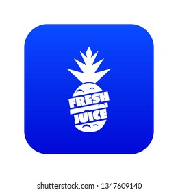Fresh exotic juice icon blue vector isolated on white background