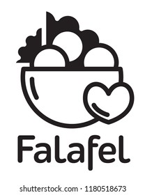 Fresh falafel in pita logo. Traditional middle east meal. Jewish, arabic cuisine. Vector icon isolated on white background.