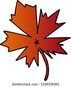 A fresh fallen big maple leaf, illustration, vector on white background.