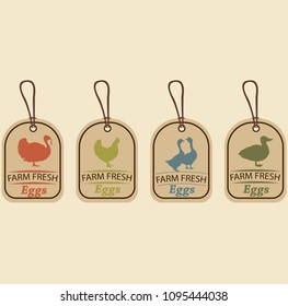 Fresh farm eggs. Fresh Eggs Sign.Vector logo, sign. Farm fresh chicken,duck,turkey, goose eggs. Vintage label for premium quality 100 % natural healthy food. Vector design for gmo free organic product