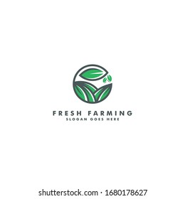 Fresh Farm logo design template, Organic icon template vector illustration
