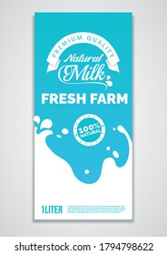 Fresh Farm milk Packaging Design or Label Template. Modern Typography, Milk logo