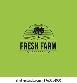 fresh farm premium logo isolated on green background vector illustration