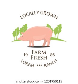 Fresh Farm Produce and logo - vector illustration.