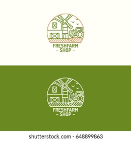 Fresh Farm Shop Logo Set Color Stock Vector (Royalty Free) 648899863 ...