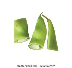 Fresh farmer market green beans realistic composition with pea pods ready to cook vector illustration