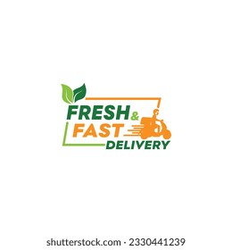 Fresh and Fast Delivery Logo, Online Vegetables, fruits, Food Home delivery Logo Design Vector