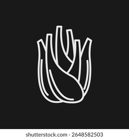 Fresh Fennel Bulb and Celery Stalk Icon for Aromatic Vegetable and Salad Ingredients