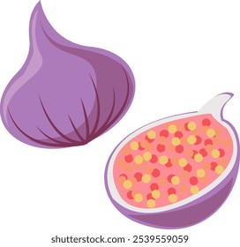 Fresh Fig Illustration with Sliced Half
