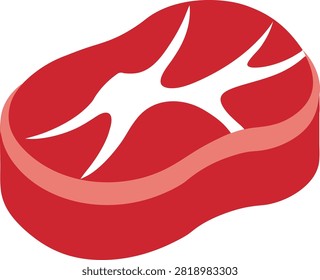 Fresh Filet Mignon Beef Steak Flat Vector Illustration