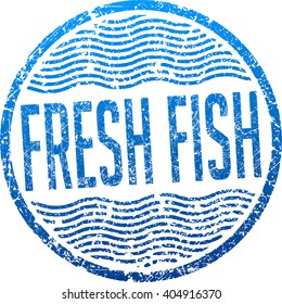 Fresh fish blue grunge style rubber stamp 