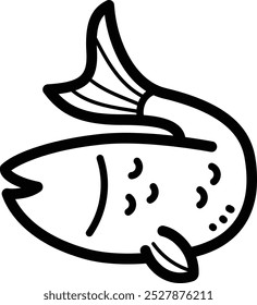 Icono de Vector de doodle de pescado fresco e ilustración