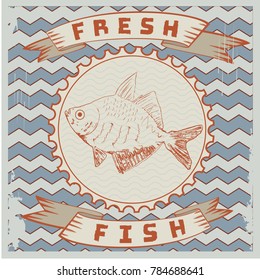 fresh fish drawing vintage 