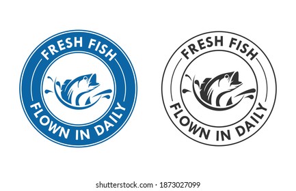 Fresh Fish Flown in Daily design logo template illustration