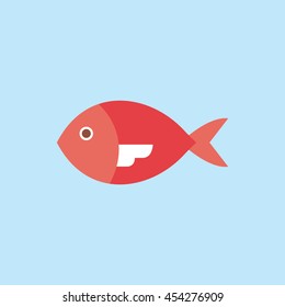 fresh fish icon in flat style