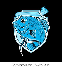 Fresh fish jumping poster design, vector illustration free download.