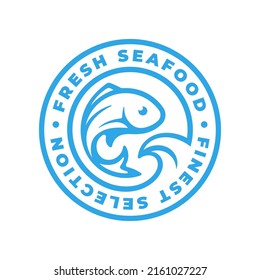 Fresh Fish Label Icon. Finest Seafood Stamp Symbol. Ocean Fishing Catch Product Sticker. Vector Illustration.