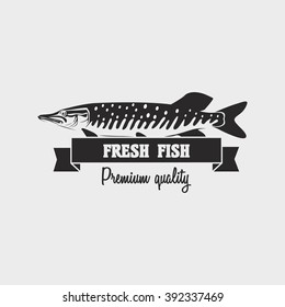 fresh fish label, sign or logo template.  Can be used for design posters, flyers or cards, menu