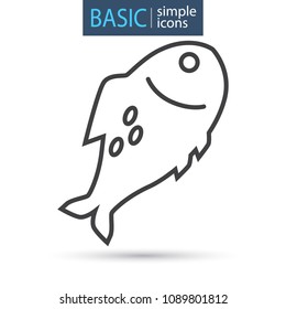 Fresh fish line icon