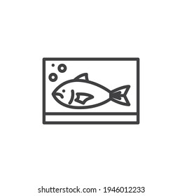 Icono de línea de pescado fresco. signo de estilo lineal para concepto móvil y diseño web. Icono vectorial del contorno de los pescados y mariscos. Símbolo, ilustración del logotipo. Gráficos vectoriales