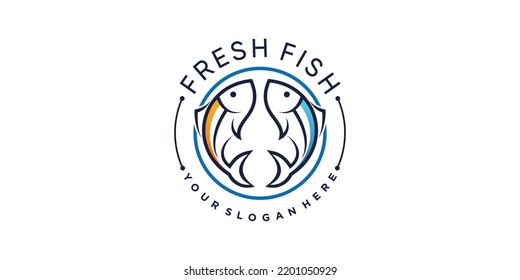 Plantilla de diseño de logotipo de pescado fresco con idea creativa