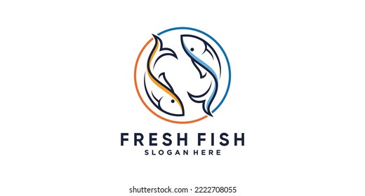 Fresh fish logo design template with creative idea