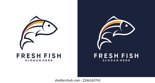 Fresh fish logo design template with creative idea