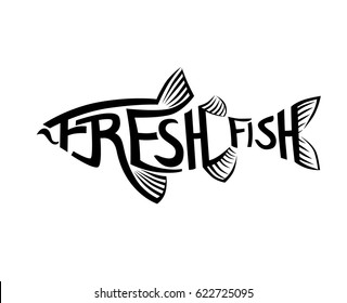 Fresh Fish logo for fish market. Vector badge isolated on white background.