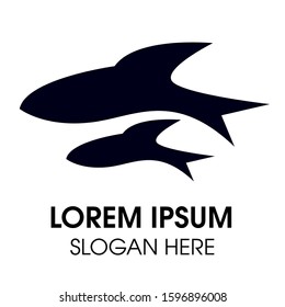 Fresh fish logo in the sea