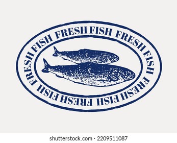 Fresh Fish Logos, Labels and Design Element. Fish sticker for print
