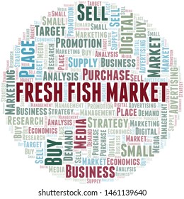 Fresh Fish Market word cloud. Vector made with text only