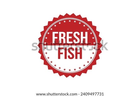 Fresh fish red ribbon label banner.