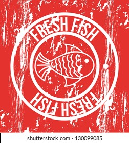 fresh fish seal over red background. vector illustration