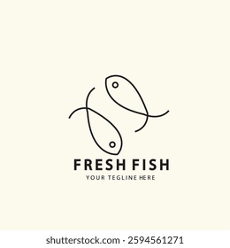 fresh fish simple line art logo icon vector symbol illustration design