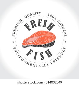 Fresh fish stamp, logo.