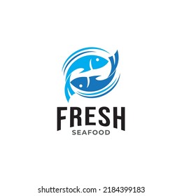 Fresh fish vector design logo template. Seafood restaurant idea.