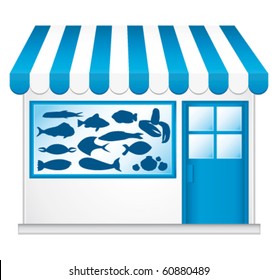 Fresh fish. Vector fishmonger.