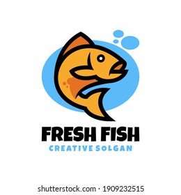 Fresh Fish Water Modern Line Vector Logo Illustration
