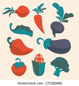 fresh flat vegetables collection
