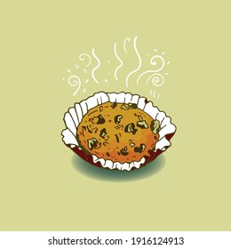 Fresh flavored muffin. Vector illustration