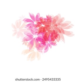 Fresh floral background. Flying petals isolated on white.