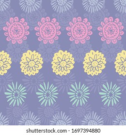 Repite el vector pastel floral fresco. Perfecto para casa, niños, estacionario, envoltura, scrapbooking.