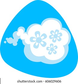 Fresh flower breath icon. Isolated. On blue background.